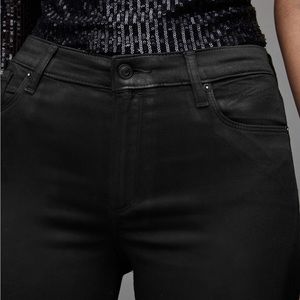 Allsaints Miller Mid-Rise Coated Skinny Jeans New W Tags Size 27 Black